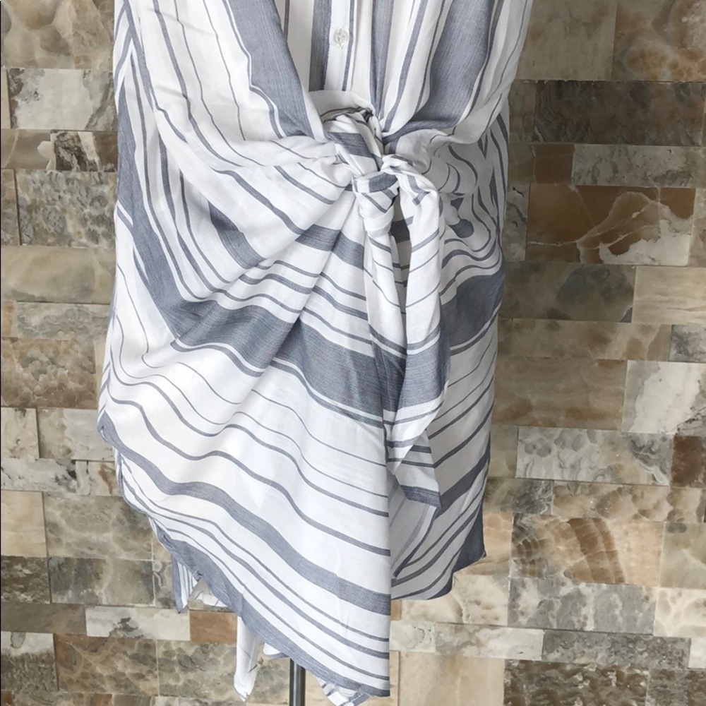 Eco+Carmen striped front tie button down shirt - Picture 3 of 8
